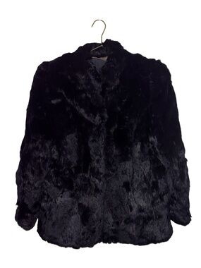 Vintage Somerset Furs Black Rabbit Fur Jacket Coat‎ Large Made in Hong Kong